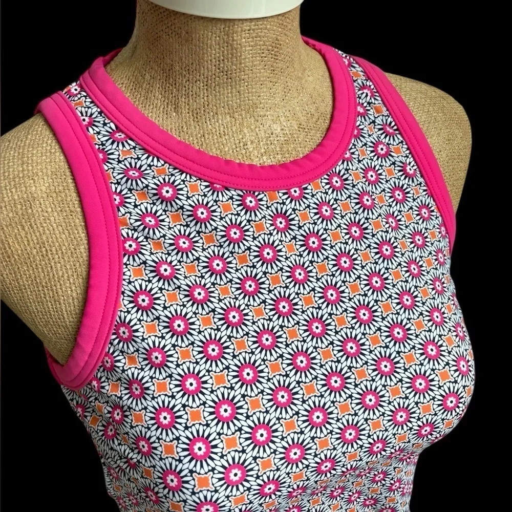Lands' End  UPF 50 Geo Print High Neck Tankini Top XS NWT